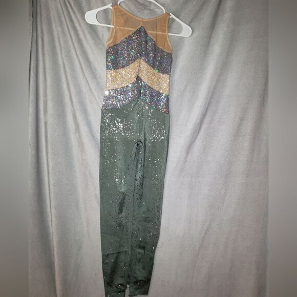Jazz, Acro Dance Costume, Grey and tan sequence, Large Child - Picture 6 of 12